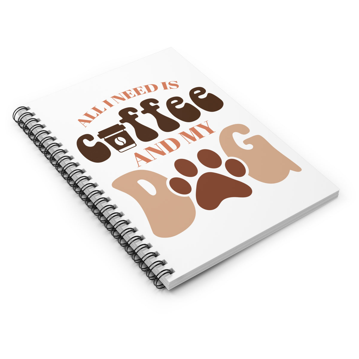 Coffee and My Dog Spiral Ruled Notebook Cute Paw Print Journal for Dog Lovers