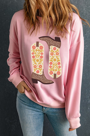 Boot Graphic Long Sleeve Sweatshirt - Sydney So Sweet