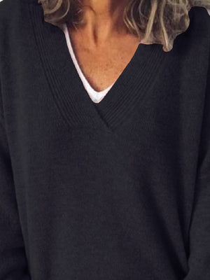 V-Neck Dropped Shoulder Sweater - Sydney So Sweet