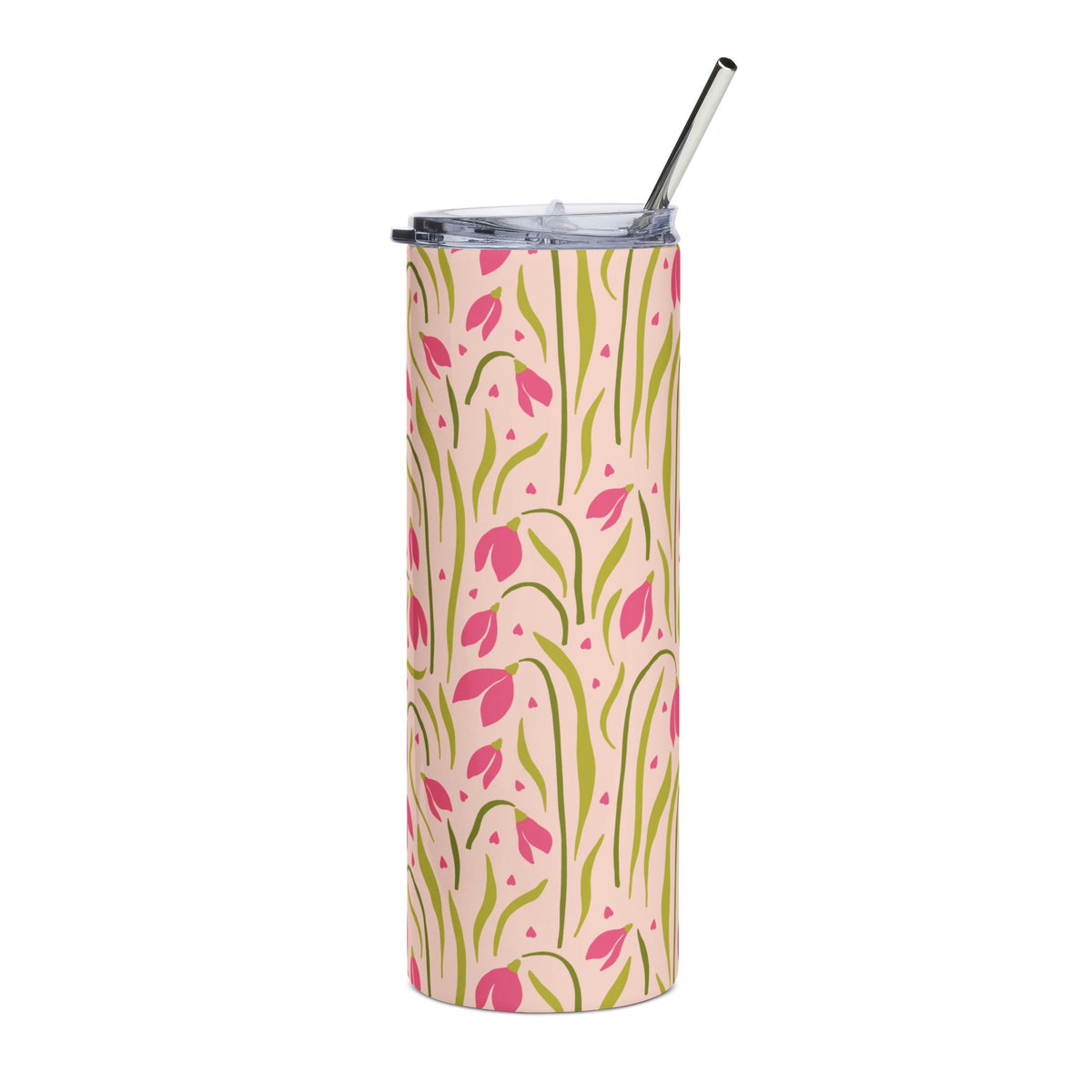 Ditsy Spring Floral Pink Tulip 20oz Floral Stainless Tumbler Insulated Travel Cup - Sydney So Sweet
