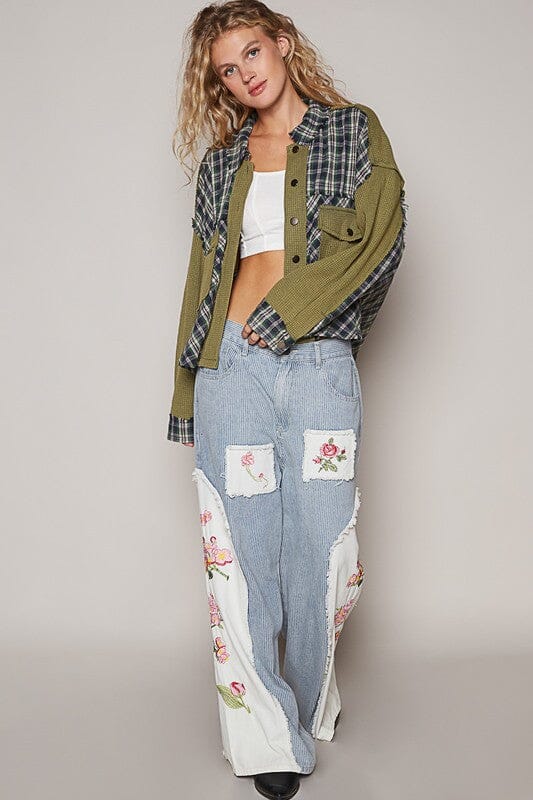 POL Plaid Button Down Shirt with Chest Pockets - Sydney So Sweet