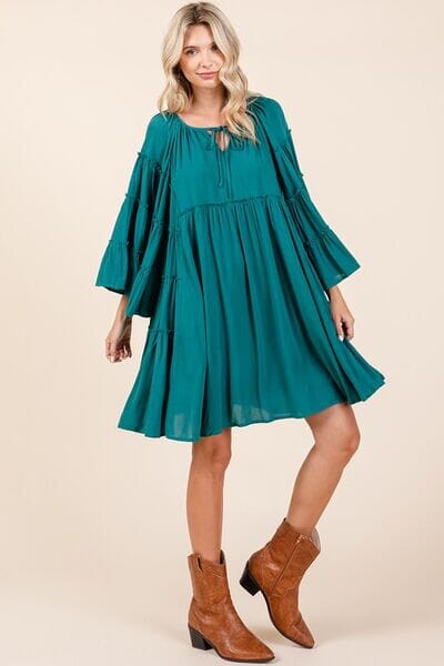 Mittoshop Frill Tie Neck Bell Sleeve Dress - Sydney So Sweet