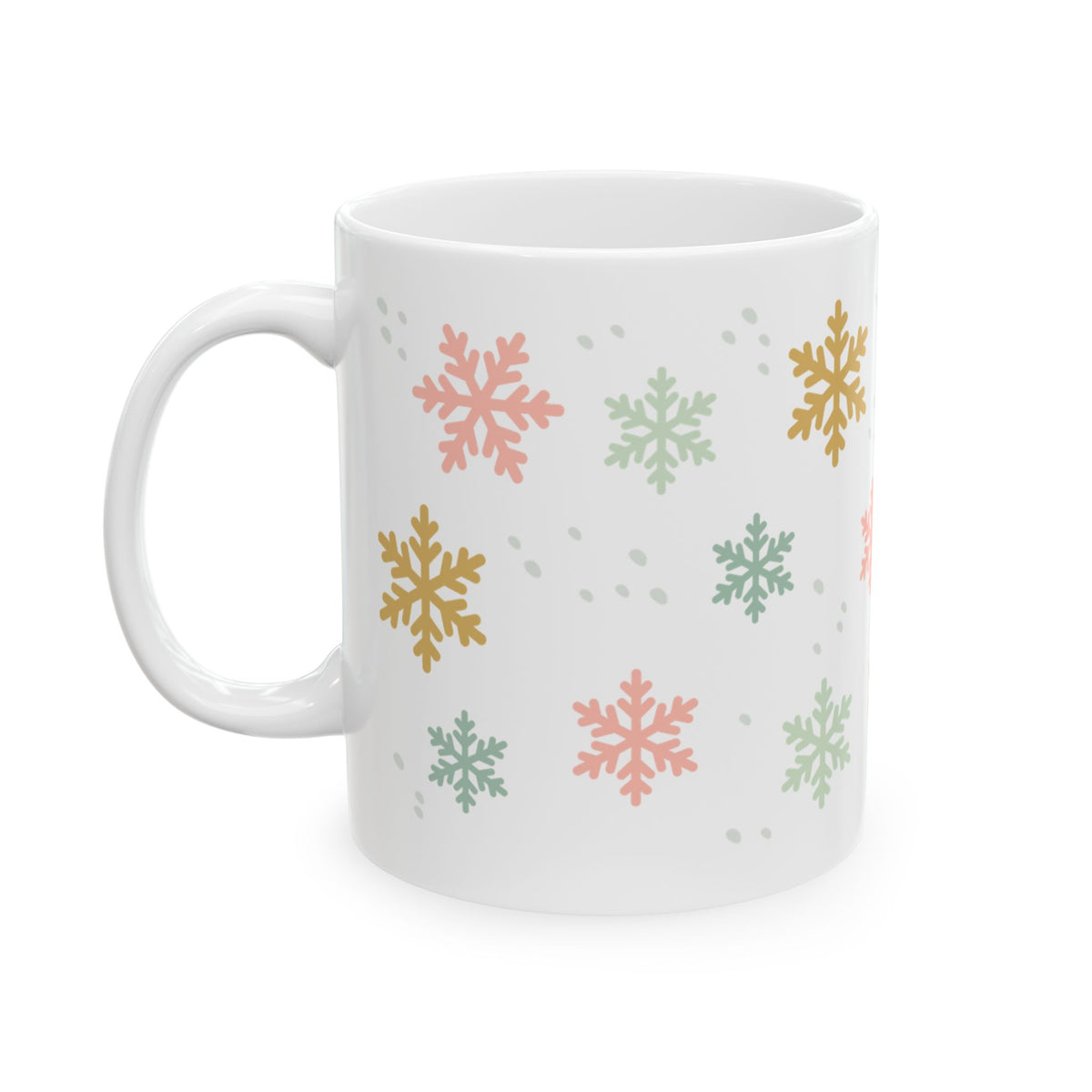 Pastel Snowflake Winter Christmas Ceramic Mug Coffee Cup (11oz & 15oz)