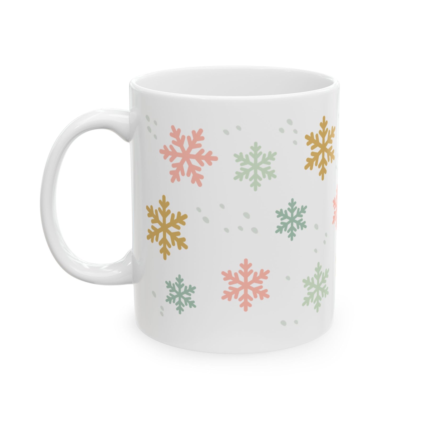 Pastel Snowflake Winter Christmas Ceramic Mug Coffee Cup (11oz & 15oz)