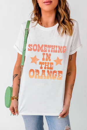 Something in the Orange Graphic Round Neck Short Sleeve T-Shirt - Sydney So Sweet