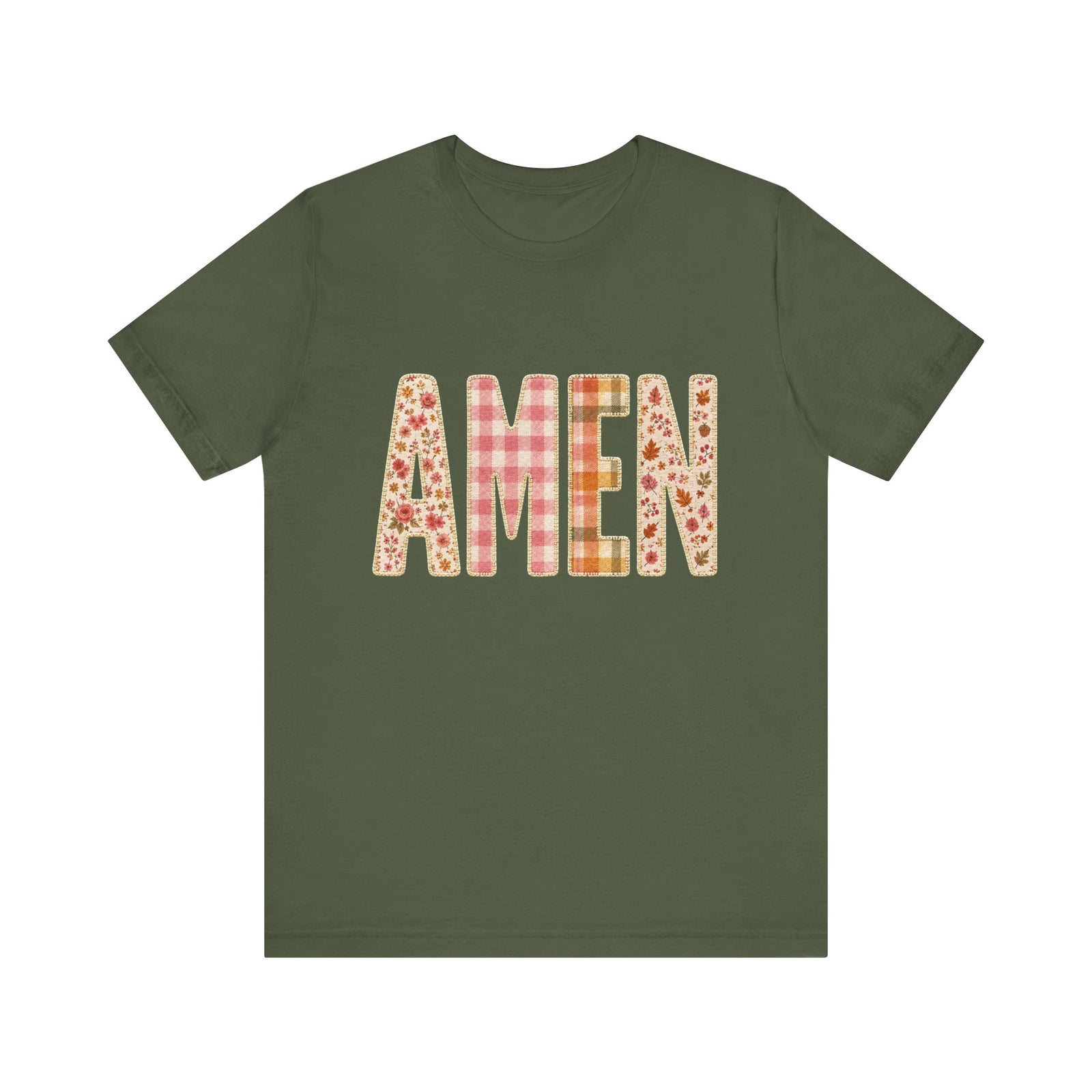 AMEN Floral Plaid Tee Women's Christian Graphic T-Shirt