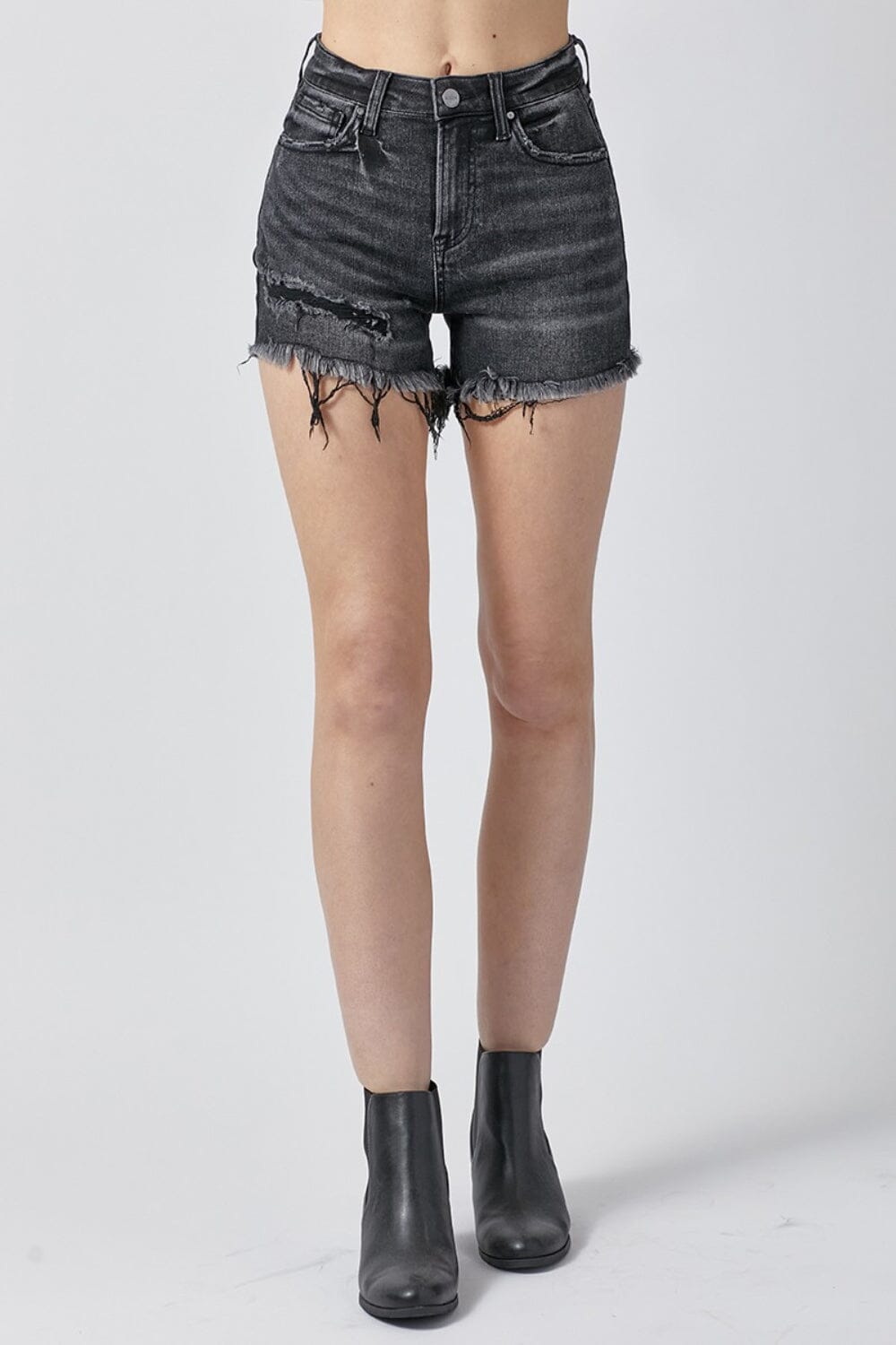 RISEN Raw Hem Denim Shorts with Pockets - Sydney So Sweet