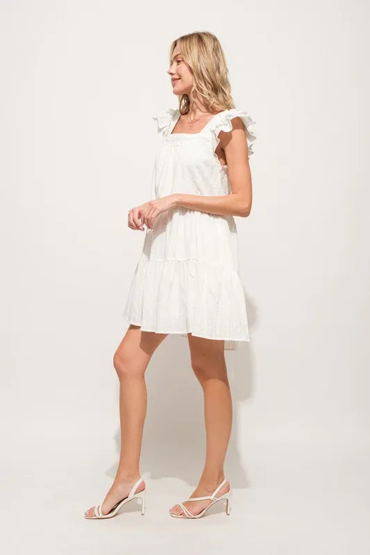 And The Why Origami Pleating Ruffled Sleeve Tiered Dress - Sydney So Sweet