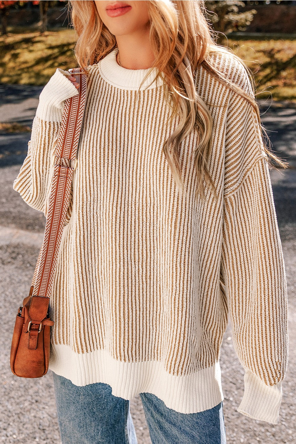 Round Neck Dropped Shoulder Sweater - Sydney So Sweet