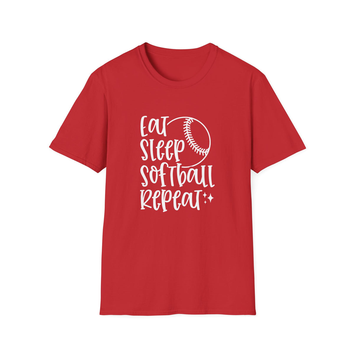 Eat Sleep Softball Repeat Graphic T-Shirt Cute Sports Mom Tee (12 Team Colors)