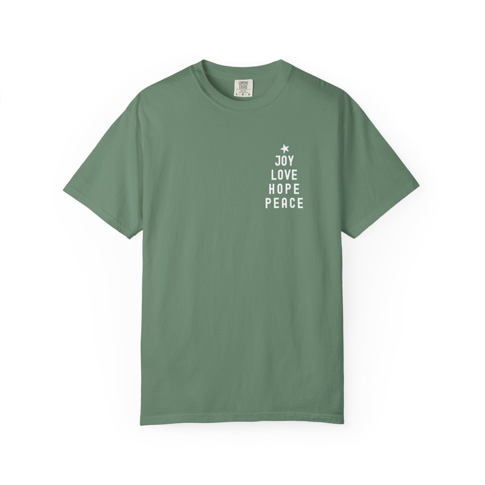 Joy Love Hope Peace Festive Christmas Tree Holiday T-Shirt Unisex Garment-Dyed Tee - Sydney So Sweet
