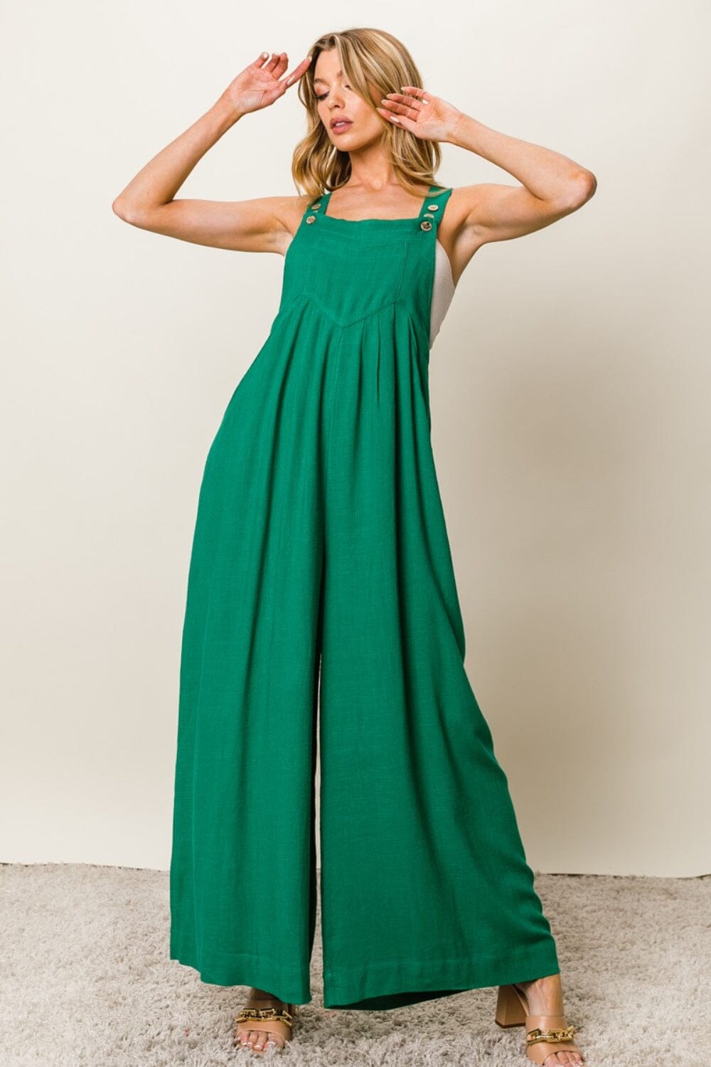 BiBi Texture Sleeveless Wide Leg Jumpsuit - Sydney So Sweet