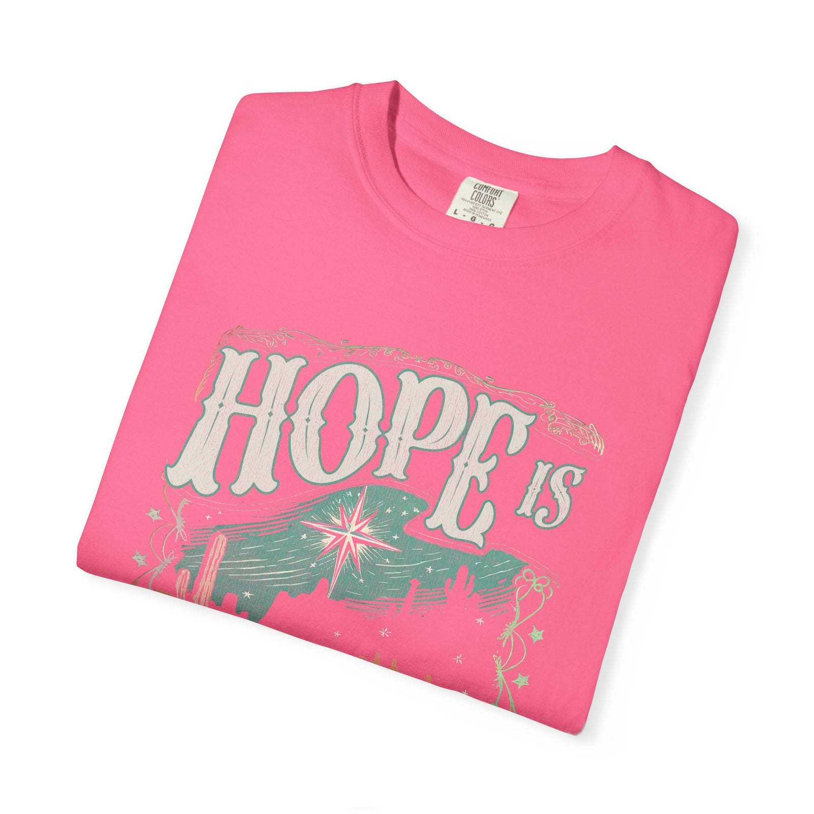 Hope is Born Christmas T-Shirt Christian Distressed Western Graphic Tee