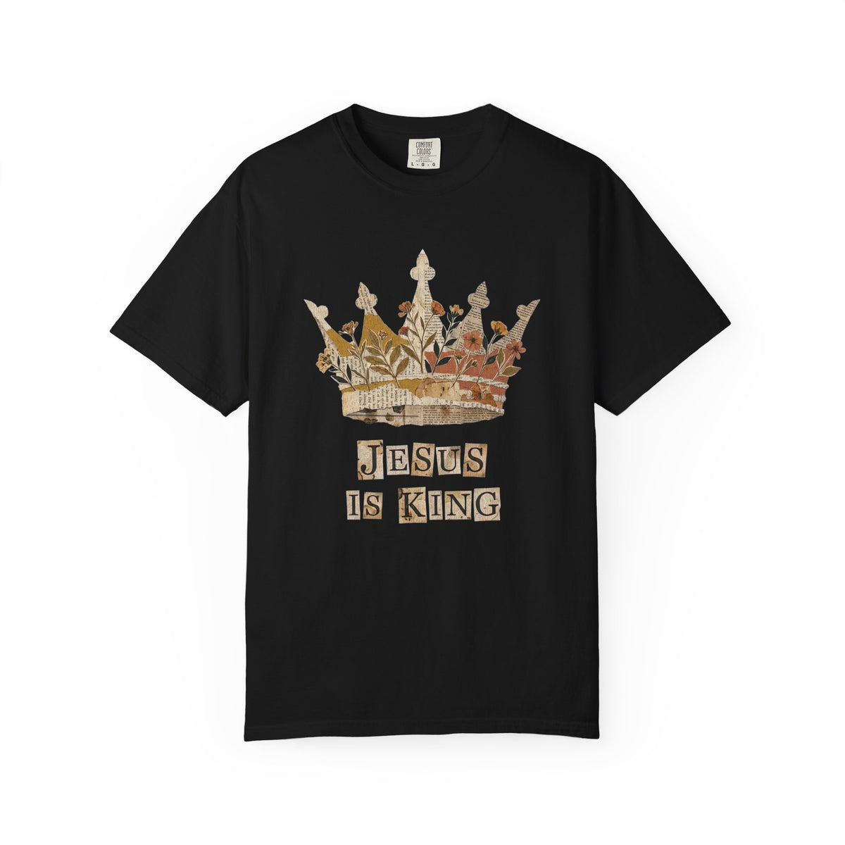 Jesus Is King Collage & Crown T-Shirt Faith-Based Christian Distressed Tee