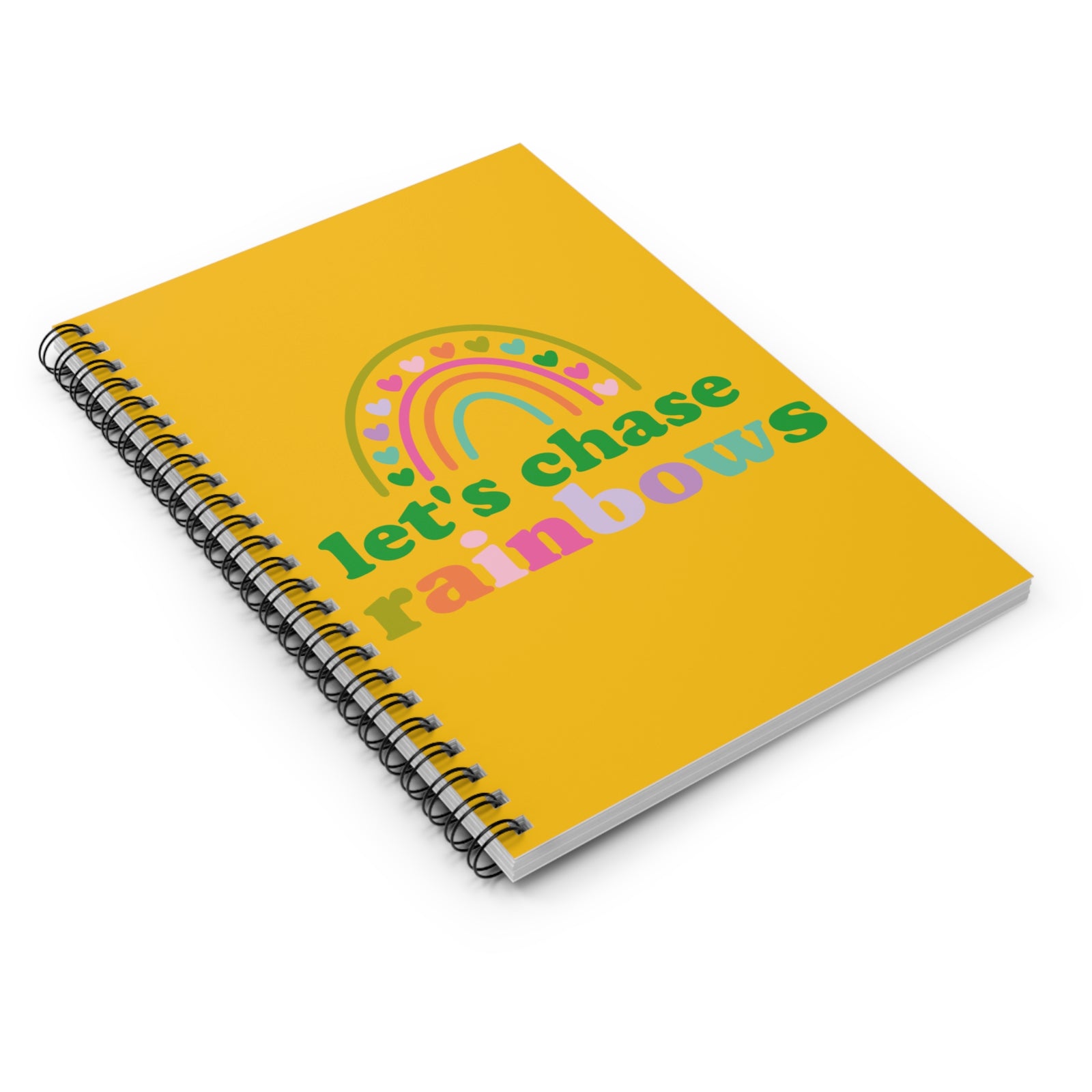 Let's Chase Rainbows Spiral Notebook Bright Yellow Ruled Journal