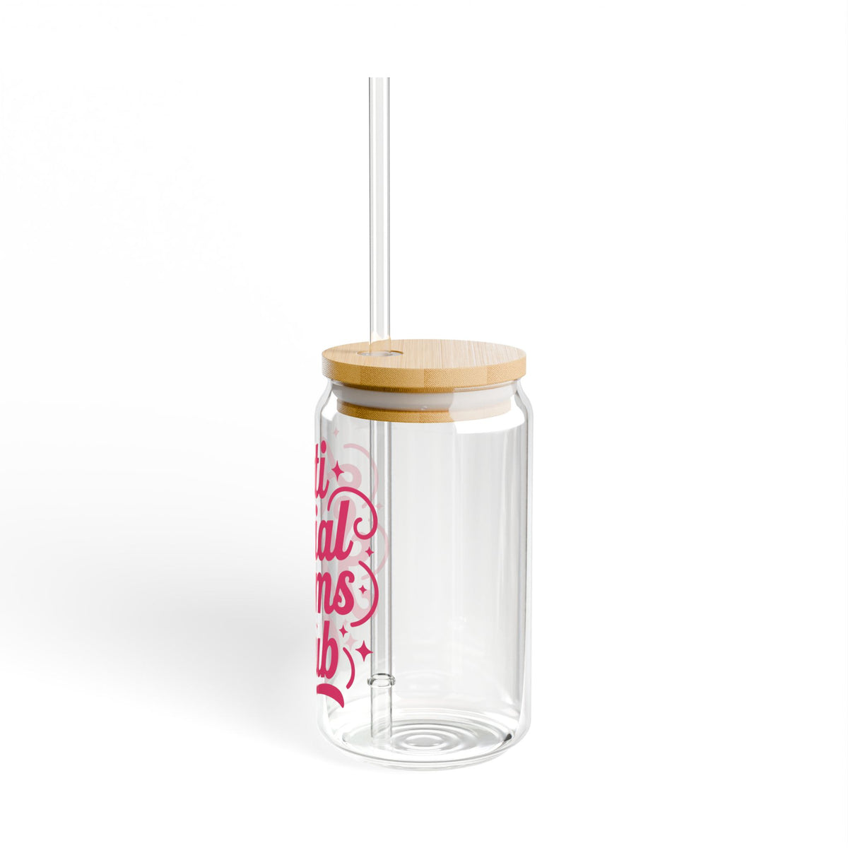 Anti Social Moms Club Sipper Glass 16oz Reusable Drink Jar with Lid & Straw