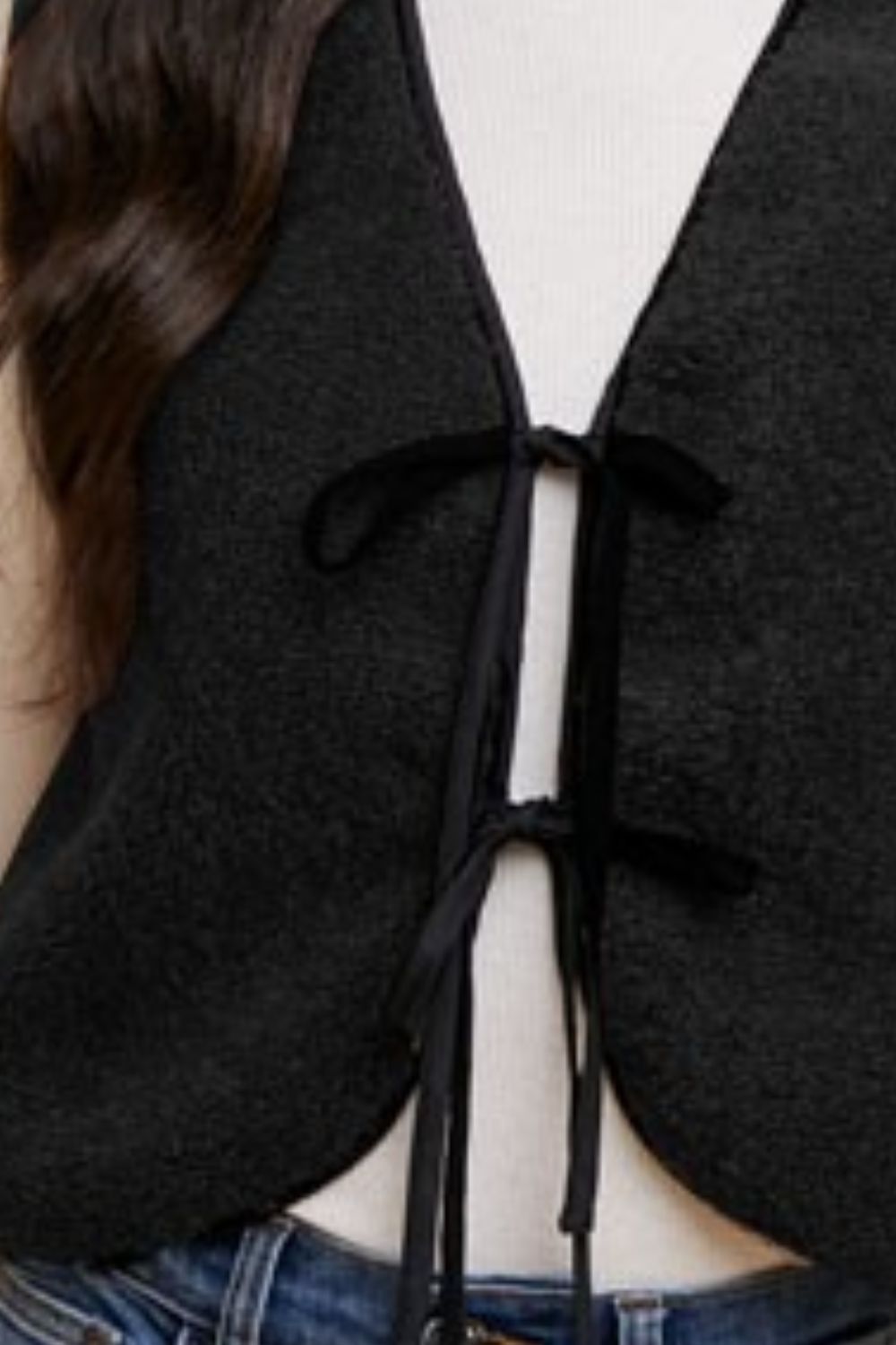 Annie Wear V-Neck Tie Detail Vest Coat - Sydney So Sweet