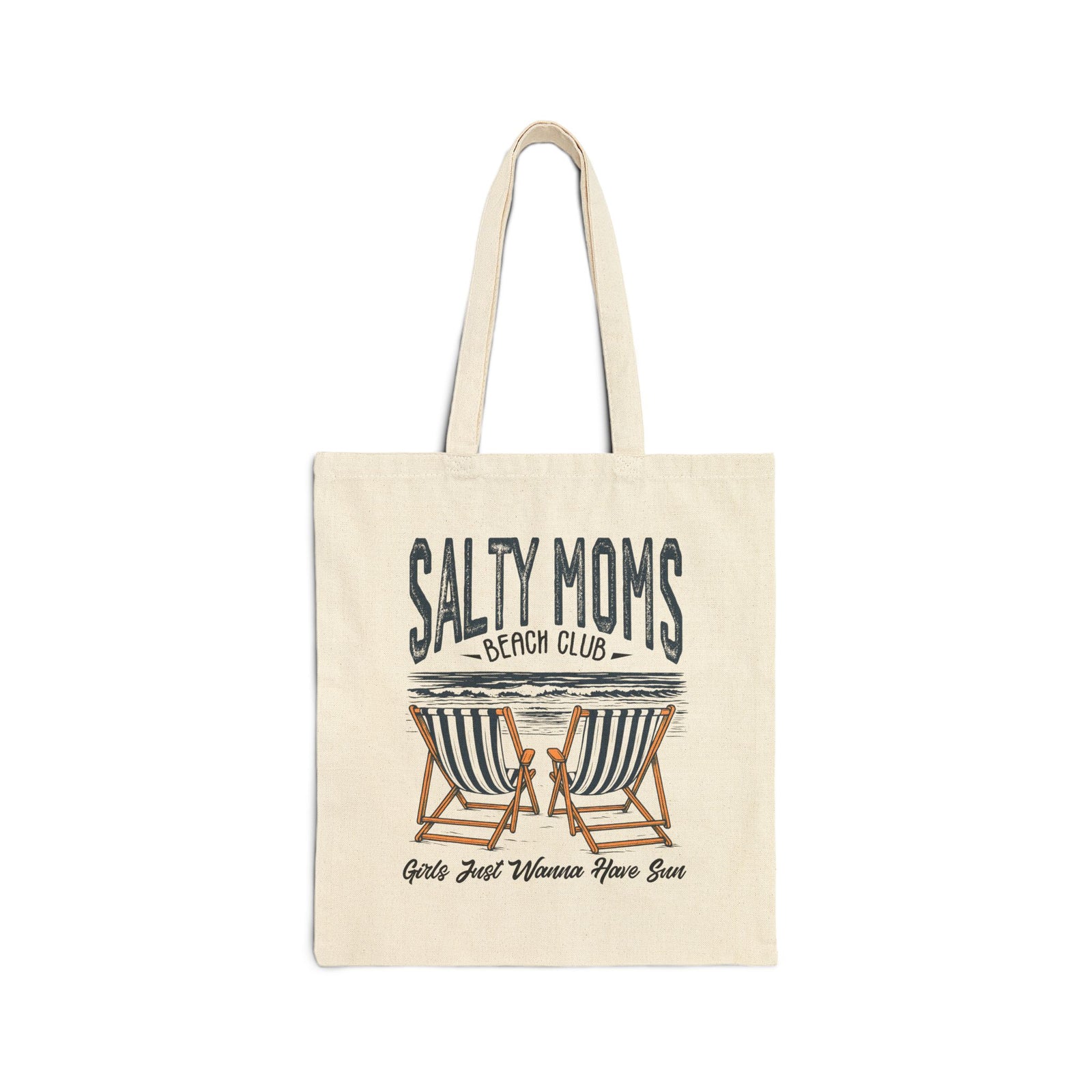 Salty Moms Beach Club Cotton Canvas Tote Bag
