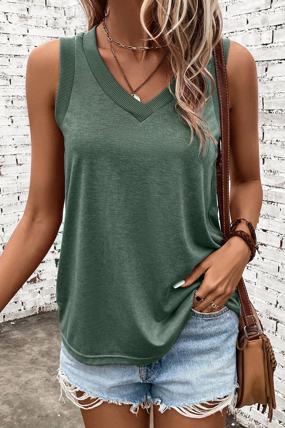 V-Neck Wide Strap Tank - Sydney So Sweet