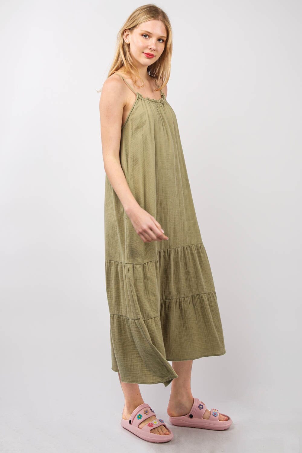 VERY J Ruffled A-Line Midi Cami Dress - Sydney So Sweet