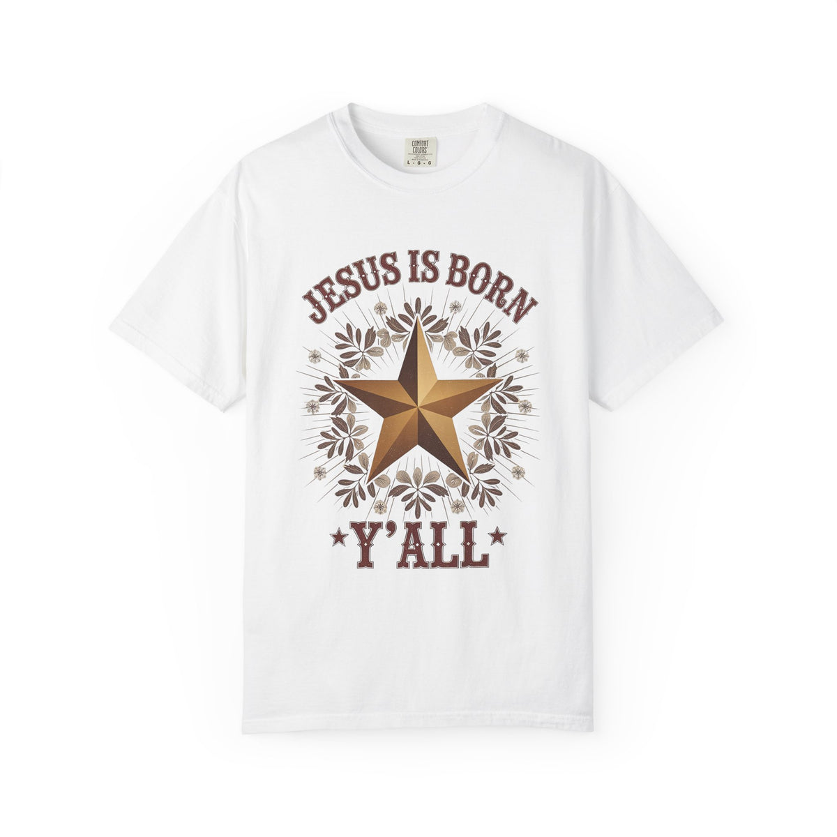 Jesus is Born Y'all Christmas T-Shirt Christian Western Star Graphic Tee