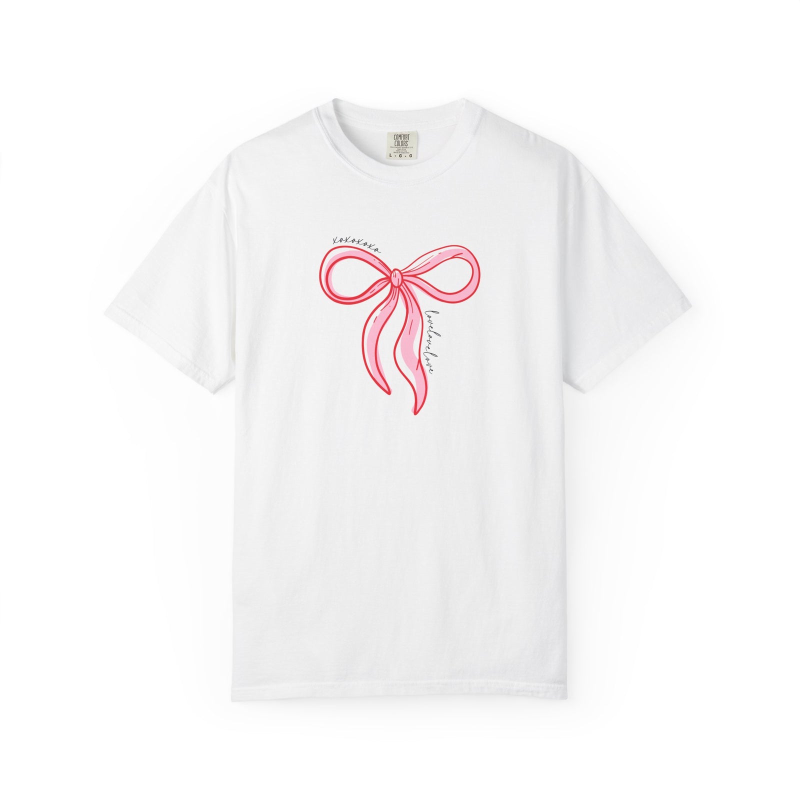 Pink Bow XOXO T-Shirt Valentine's Day Cute Graphic Unisex Short Sleeve Tee