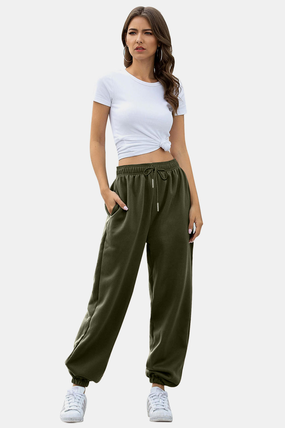 Elastic Waist Joggers with Pockets - Sydney So Sweet