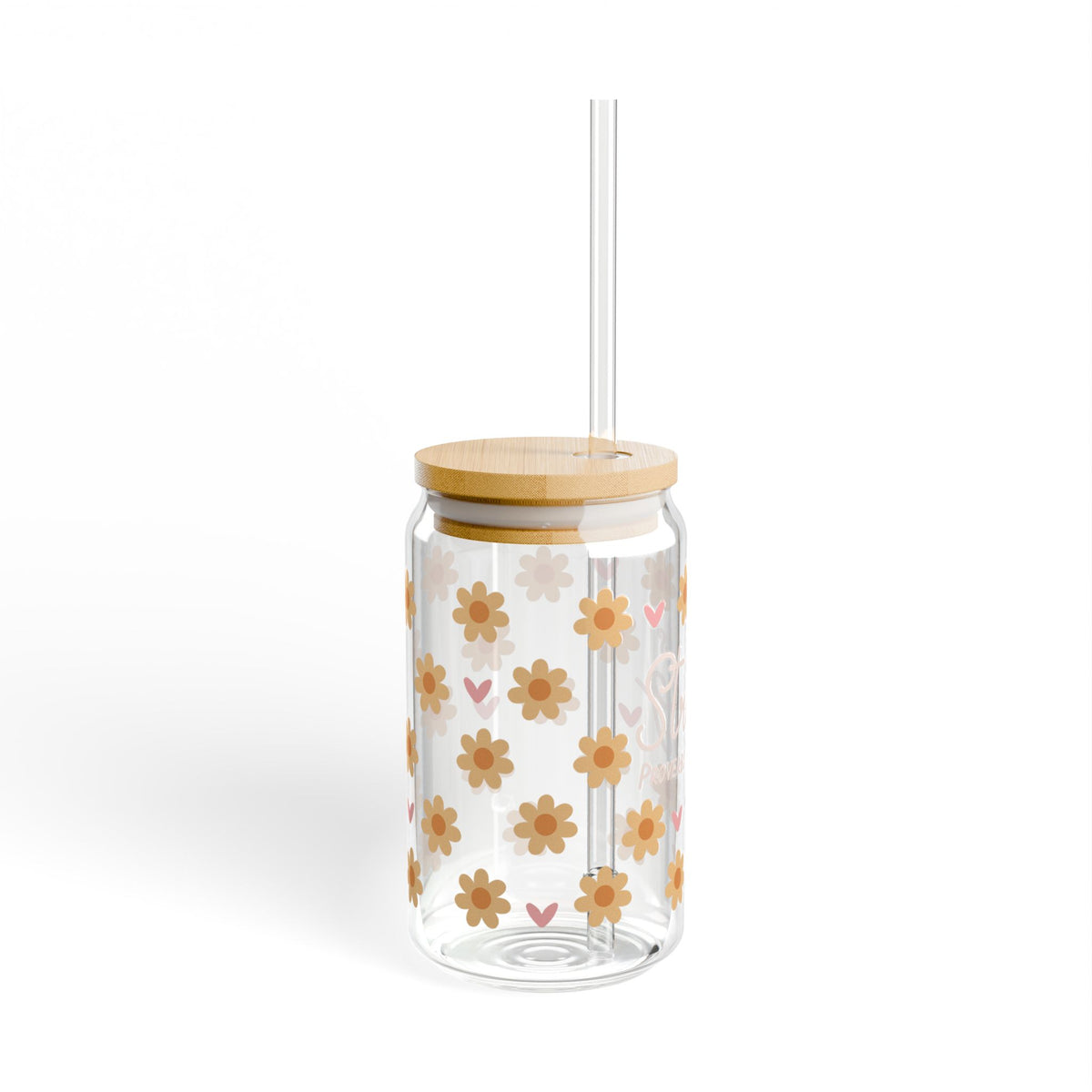 She Is Strong 16 Yellow Floral Proverbs 31:25 Christian Tumbler Sipper Glass 16oz — Reusable Drink Jar with Lid & Straw