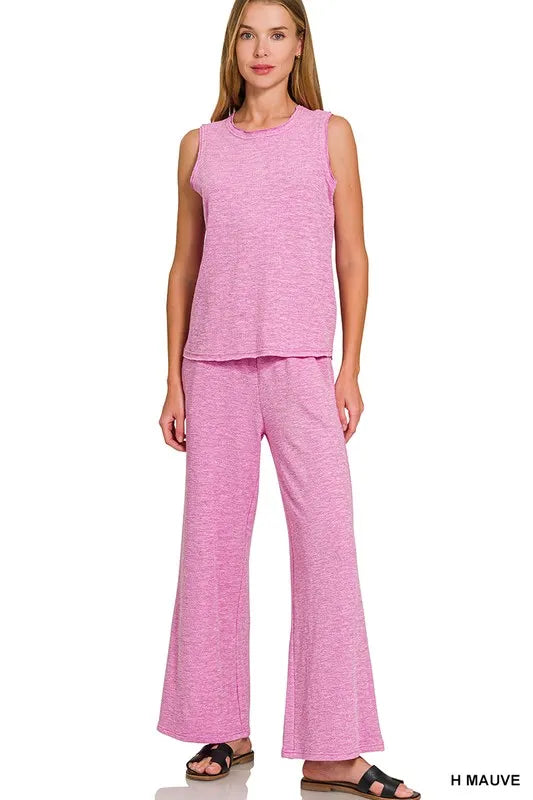Zenana Cotton Slub Tank & Pants Set - Sydney So Sweet