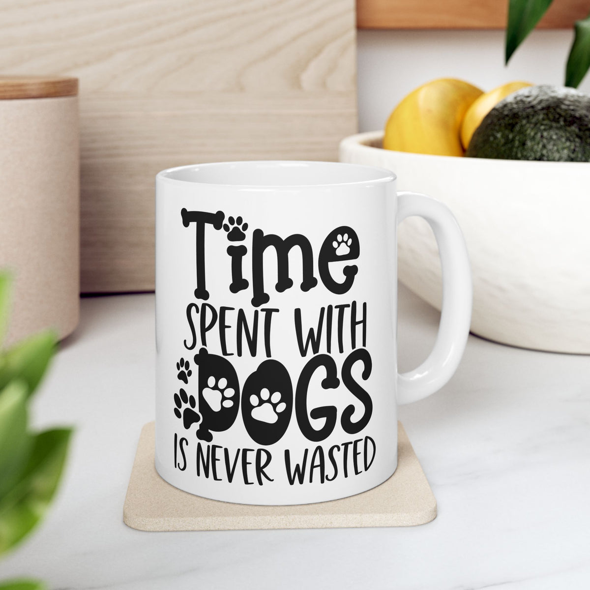 Time Spent with Dogs is Never Wasted Cute Ceramic Mug Coffee Cup (11oz & 15oz)
