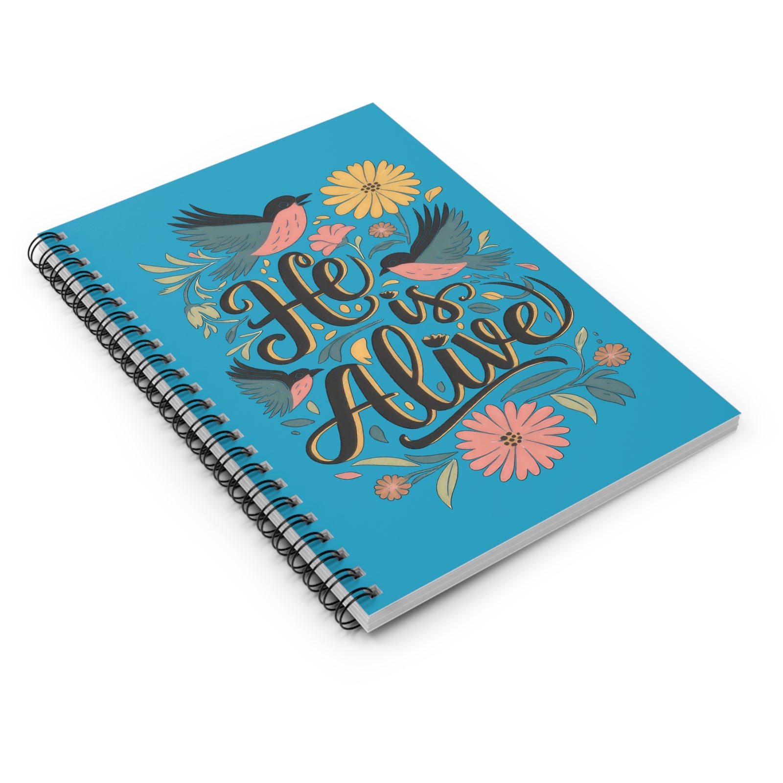 He Is Alive Floral Birds Spiral Notebook Inspirational Christian Ruled Journal