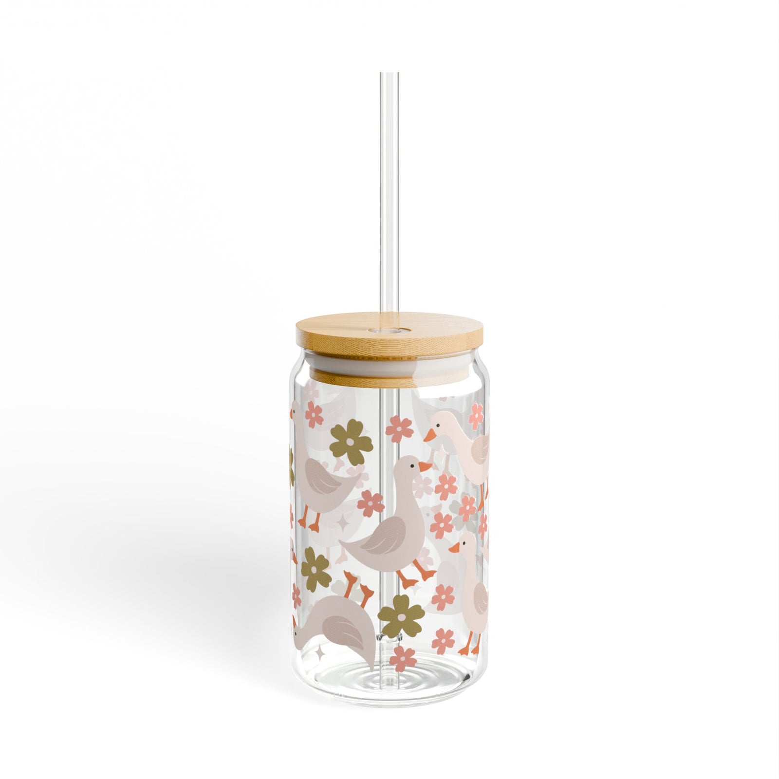 Duck Duck Tumbler Sipper Glass 16oz — Reusable Drink Jar with Lid & Straw - Sydney So Sweet