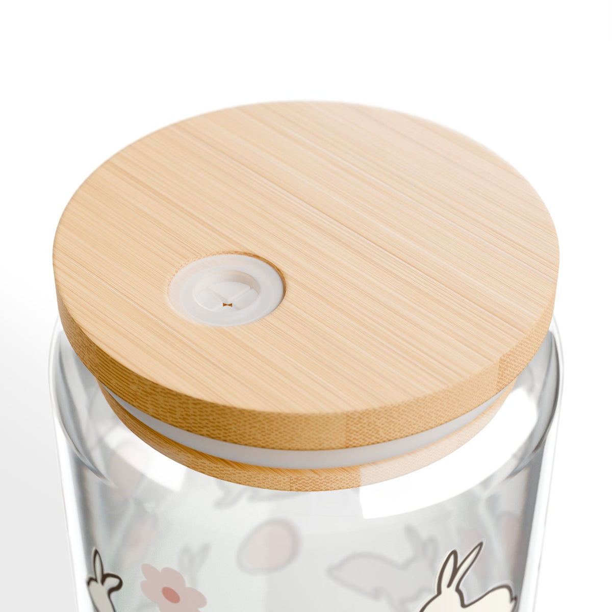 Sweet Bunny Tumbler Sipper Glass 16oz — Reusable Drink Jar with Lid & Straw