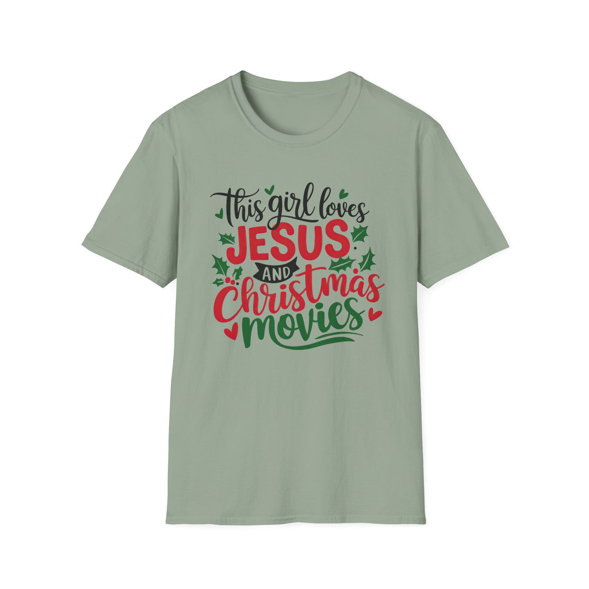 This Girl Loves Jesus & Christmas Movies Tee Christian Graphic T-Shirt