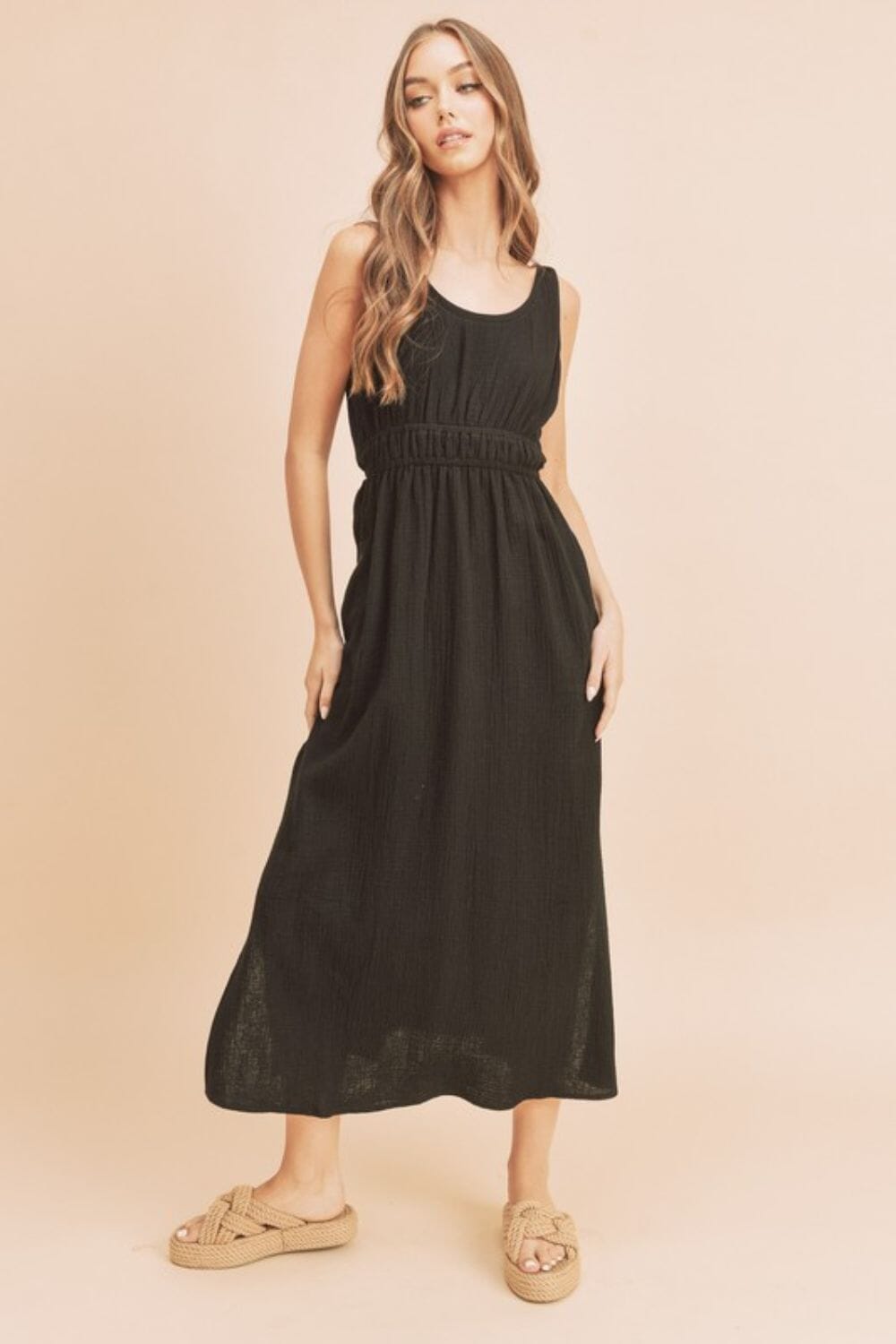 Aemi + Co Side Slit Round Neck Sleeveless Tank Dress - Sydney So Sweet