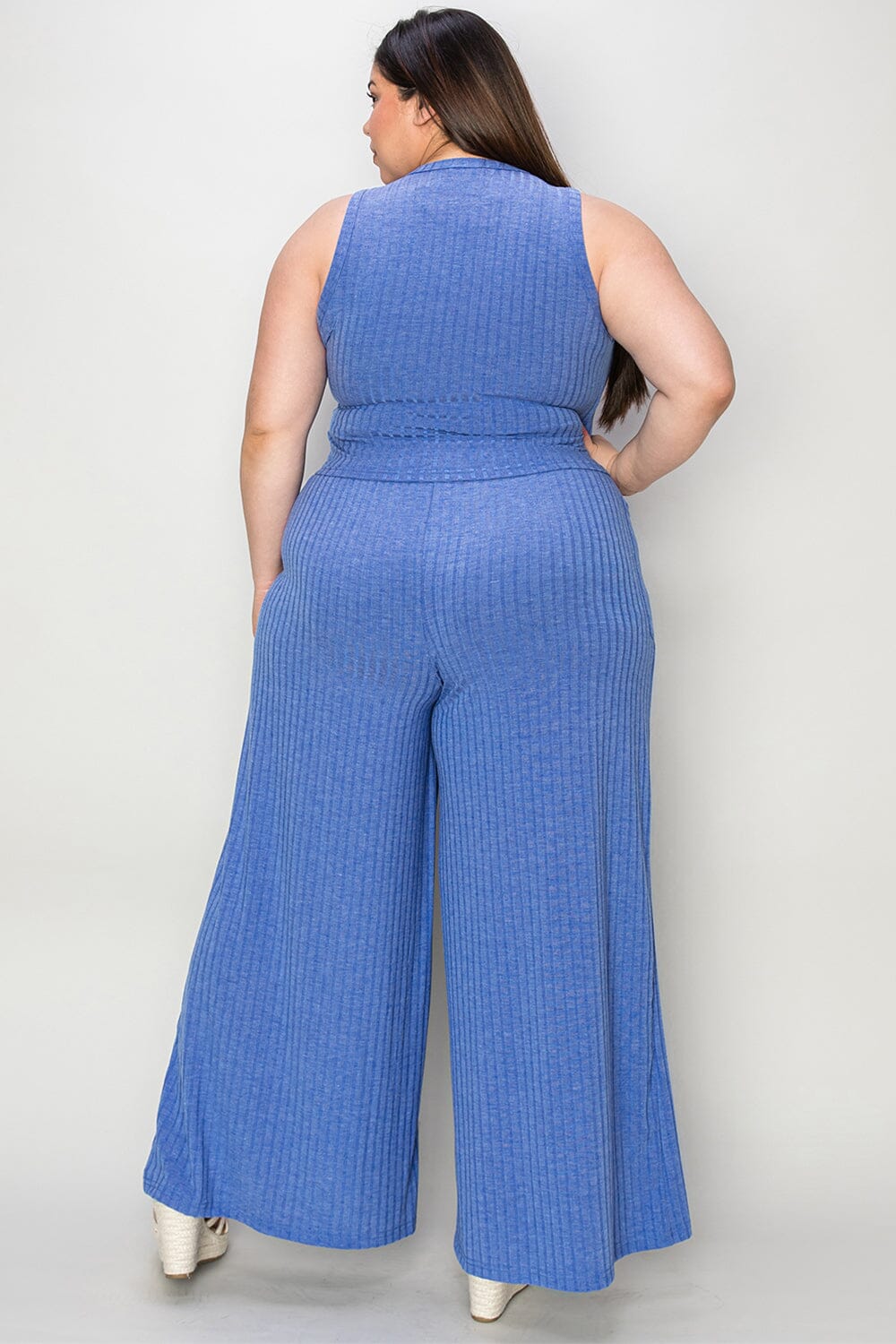 Basic Bae Full Size Ribbed Tank and Wide Leg Pants Set - Sydney So Sweet