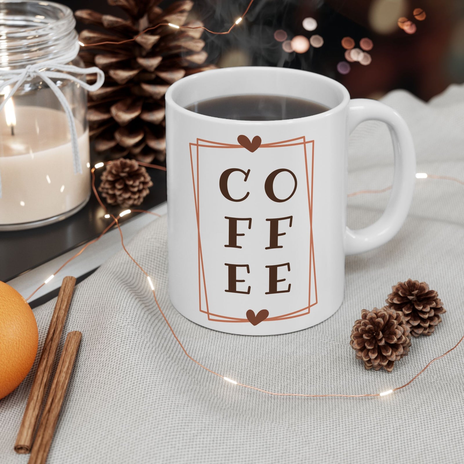 Coffee Minimalist Frame Design Cute Ceramic Mug Coffee Cup (11oz & 15oz)