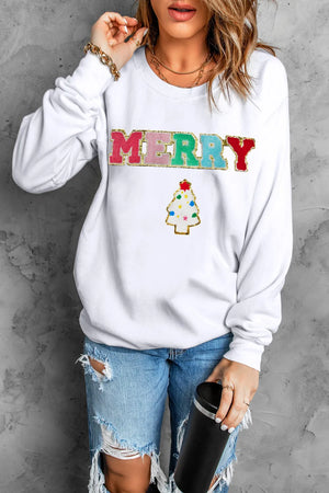 MERRY Round Neck Long Sleeve Sweatshirt - Sydney So Sweet