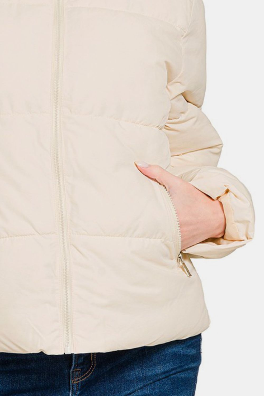 Zenana Zip Up Turtleneck Puffer Jacket with Pockets - Sydney So Sweet