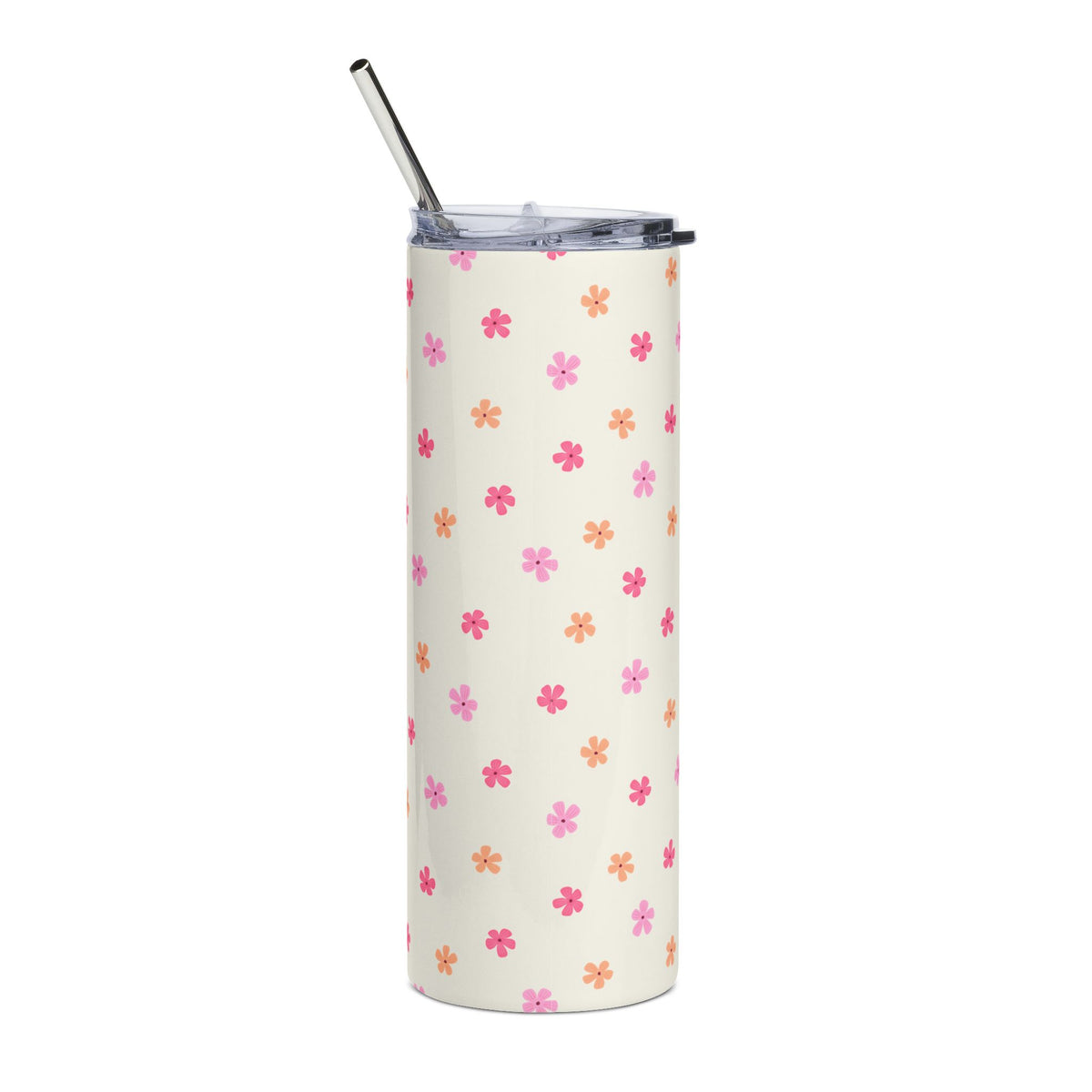 Pink & Peach Mini Flowers 20oz Floral Stainless Steel Tumbler Travel Cup