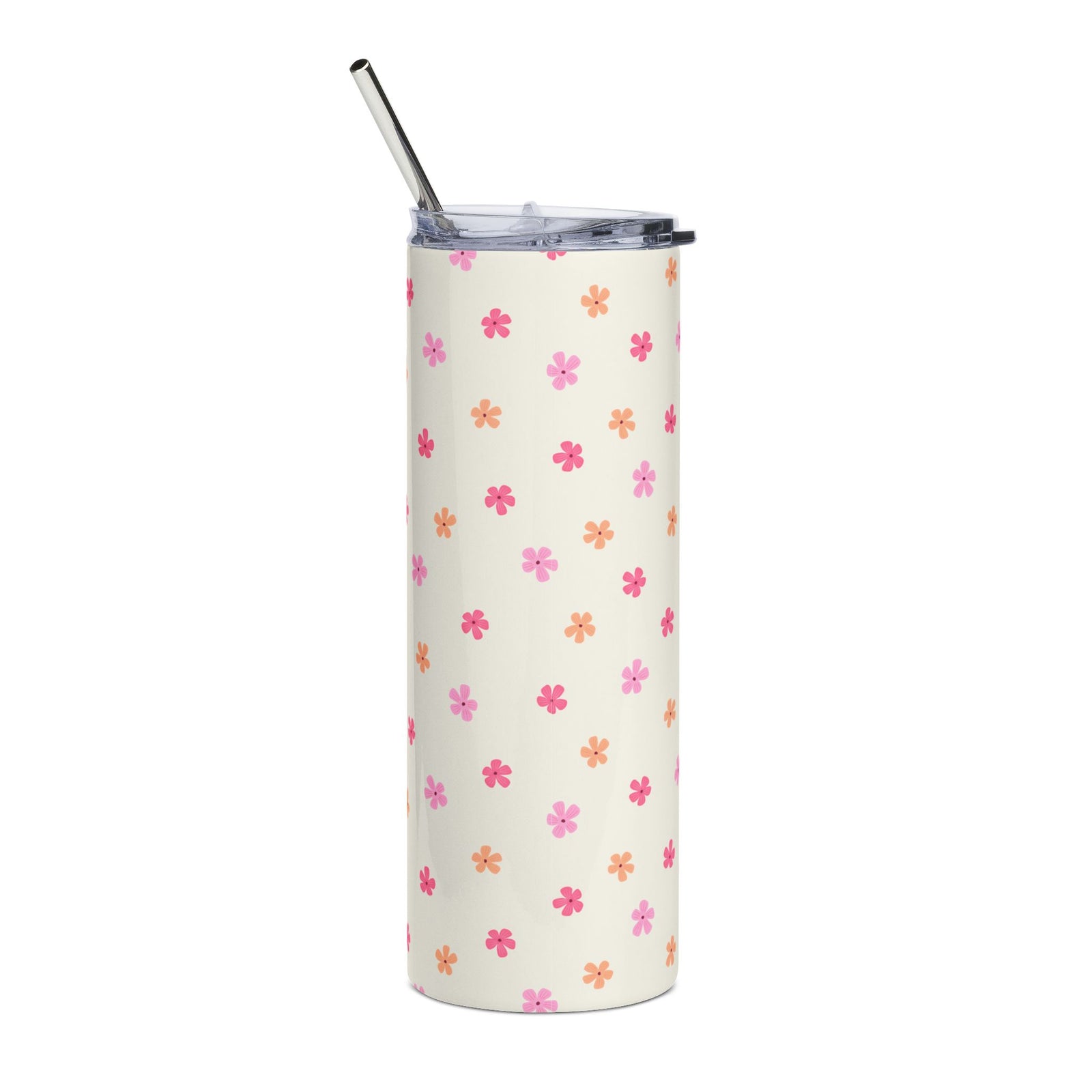 Pink & Peach Mini Flowers 20oz Floral Stainless Steel Tumbler Travel Cup