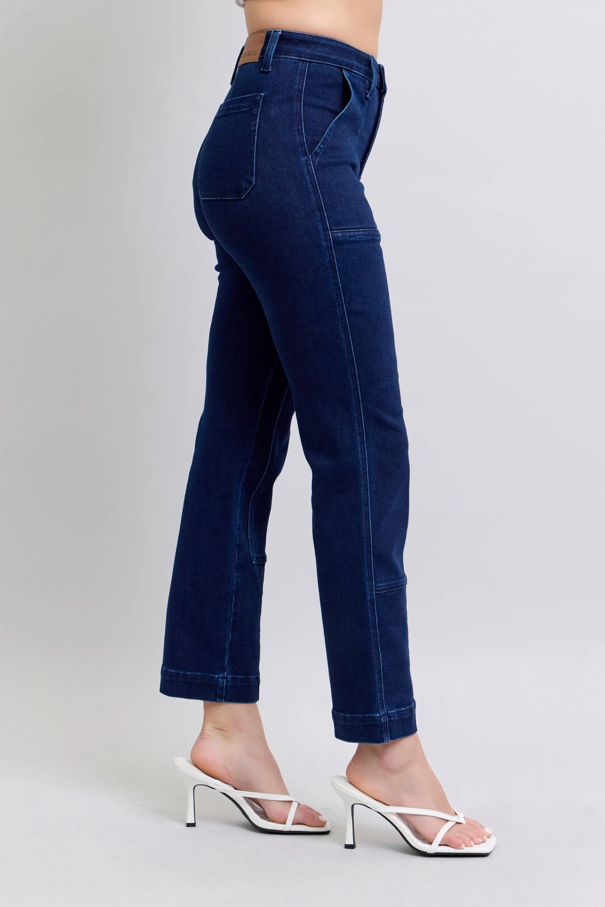 Judy Blue Full Size Hw Work Wear Knee Patch Straight Jeans Plus Size - Sydney So Sweet