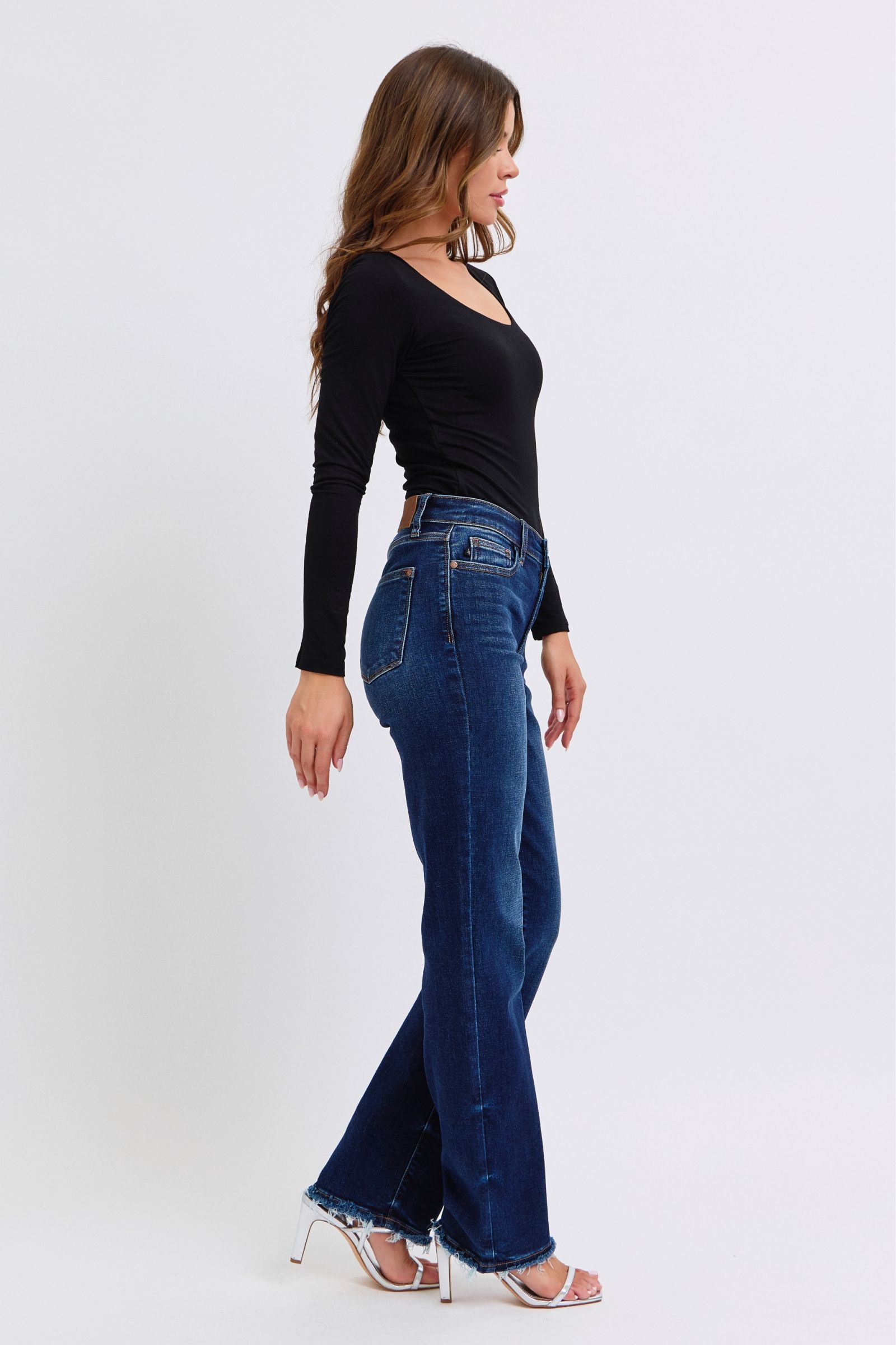 Judy Blue Full Size Raw Hem Straight Leg Jeans - Sydney So Sweet