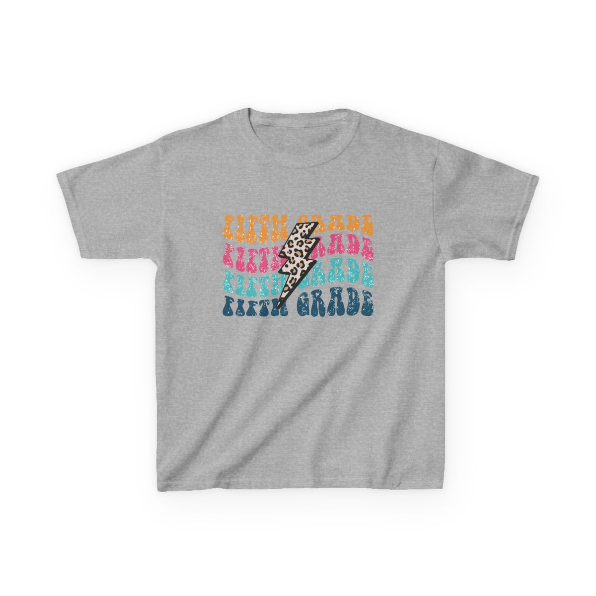 Fifth Grade Leopard Lightning Graphic Tee Back-to-School 5th Grade Kids T-Shirt