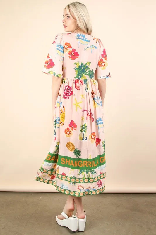 VERY J Button Down Printed Midi Dress - Sydney So Sweet