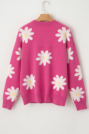 Daisy Round Neck Dropped Shoulder Sweater - Sydney So Sweet