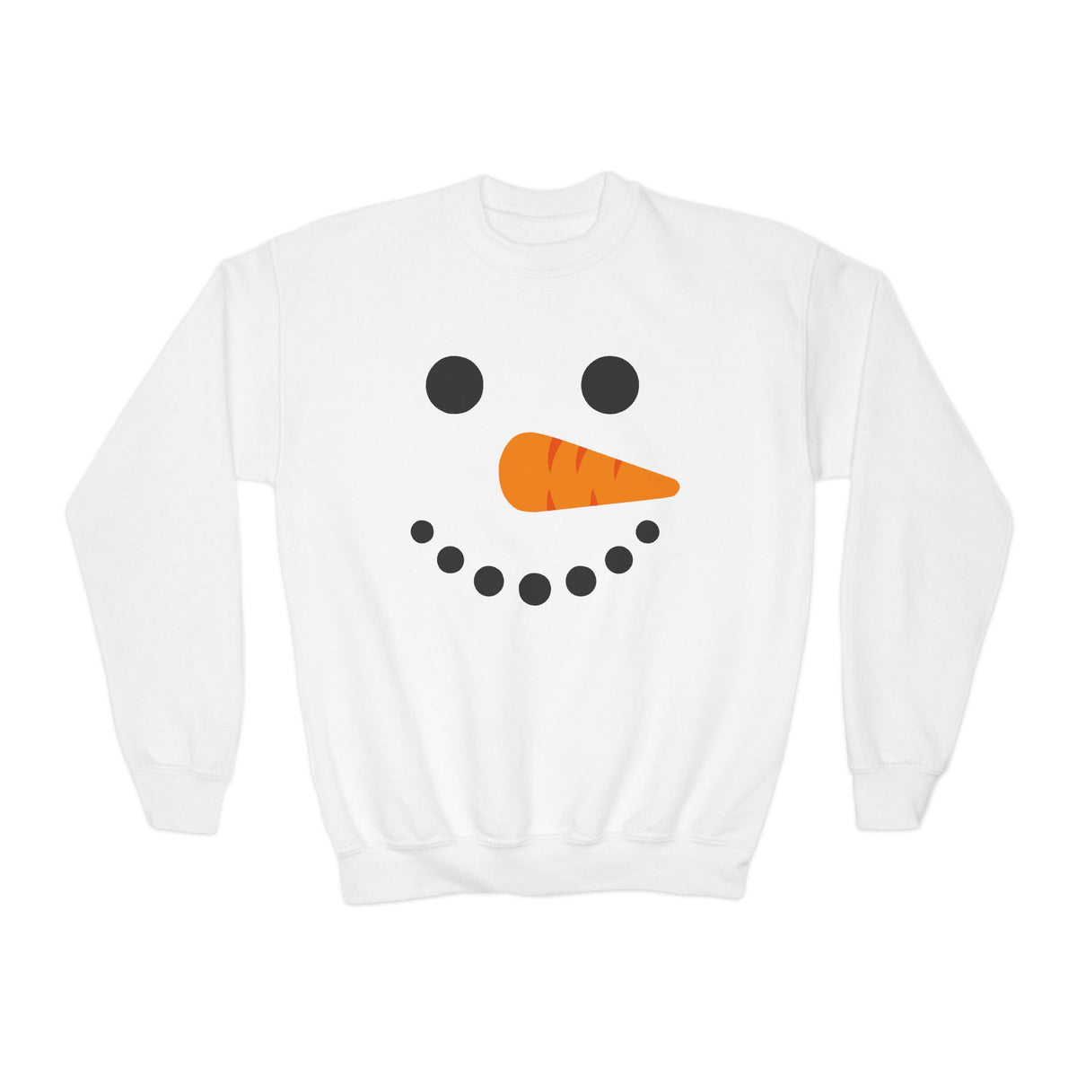 Cheerful Snowman Face Winter Crewneck Unisex Youth Sweatshirt