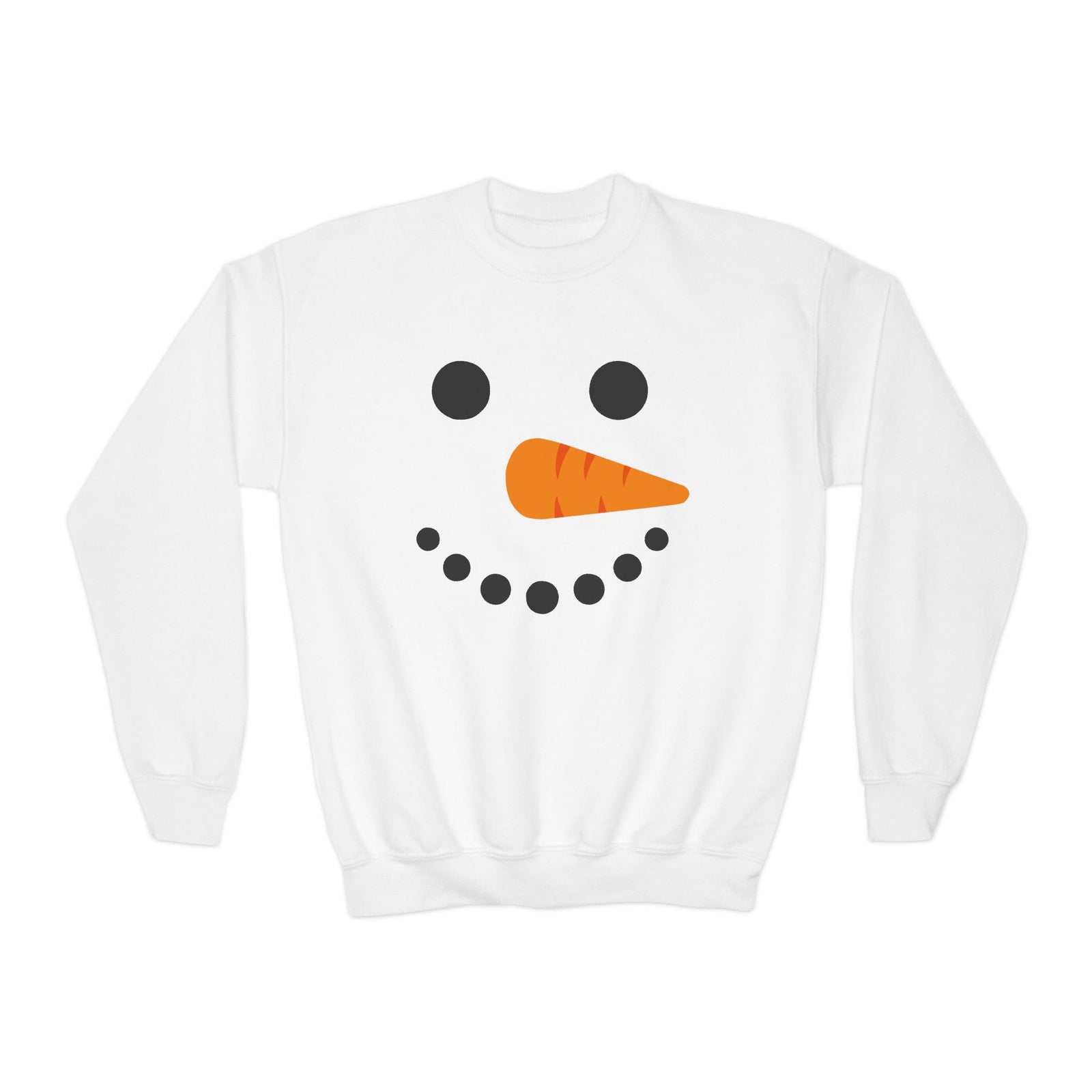 Cheerful Snowman Face Winter Crewneck Unisex Youth Sweatshirt