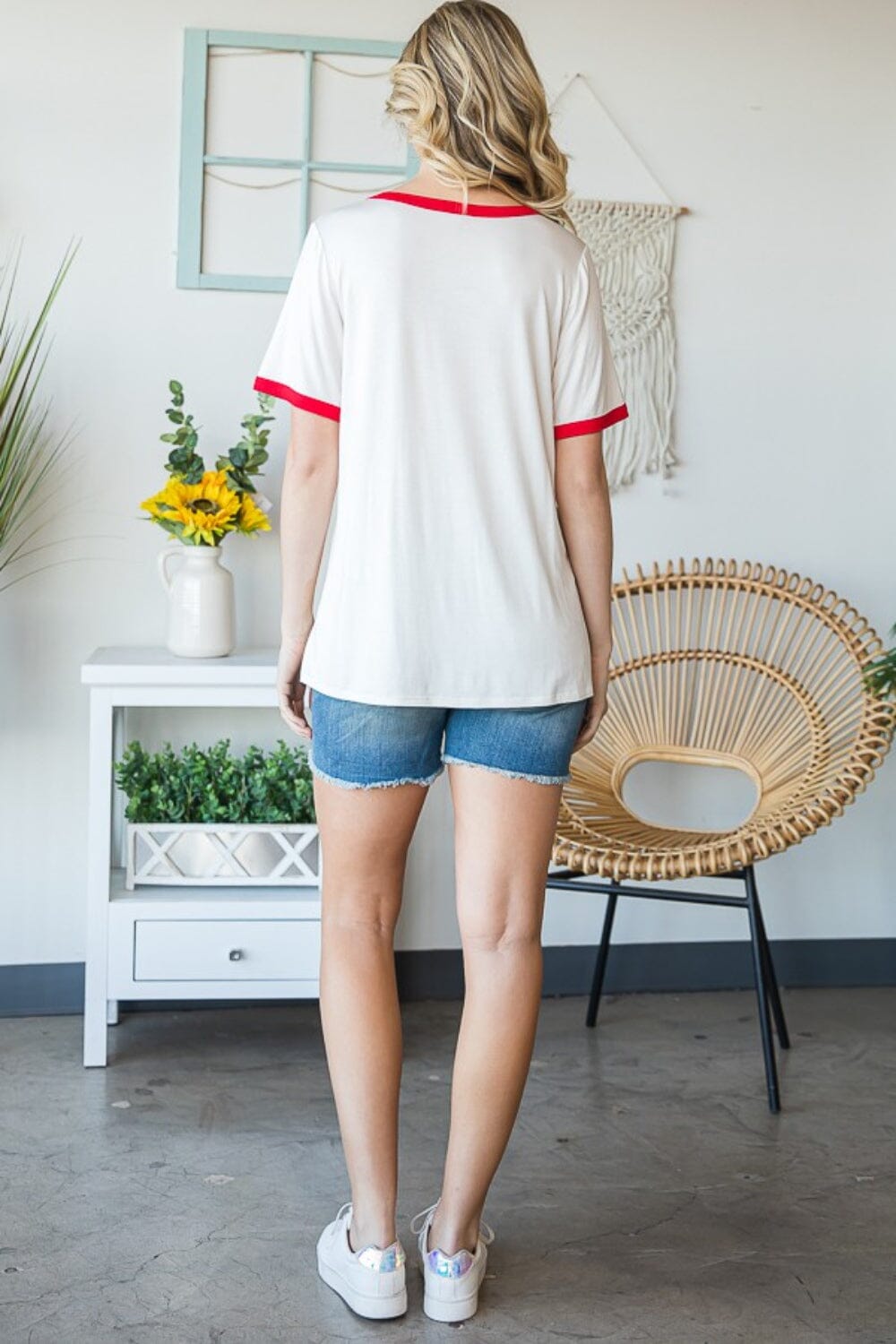 USA Contrast Trim Short Sleeve T-Shirt - Sydney So Sweet