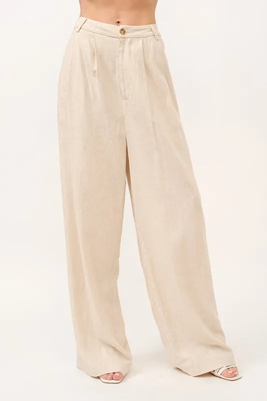 And The Why High-Rise Wide Leg Linen Blended Pants - Sydney So Sweet
